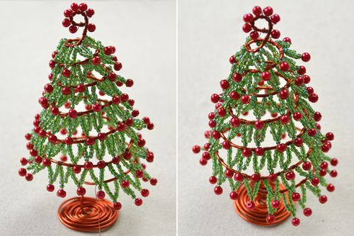 金属丝串珠小型圣诞树摆设制作教程