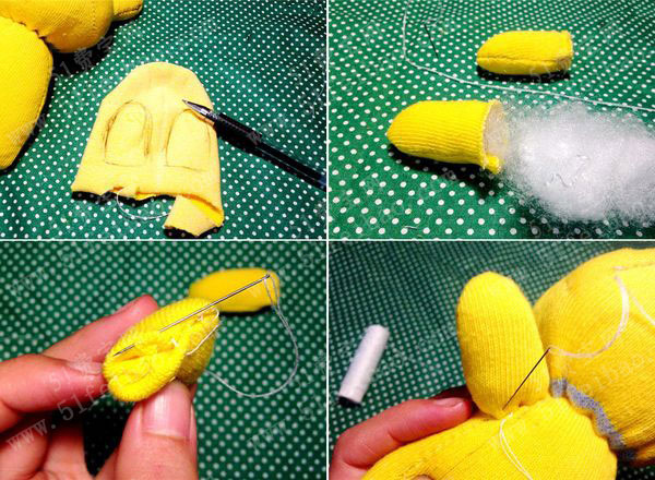 色彩袜子diy简易手作布偶娃娃 - 废物利用手工diy小制作 - 51费宝网