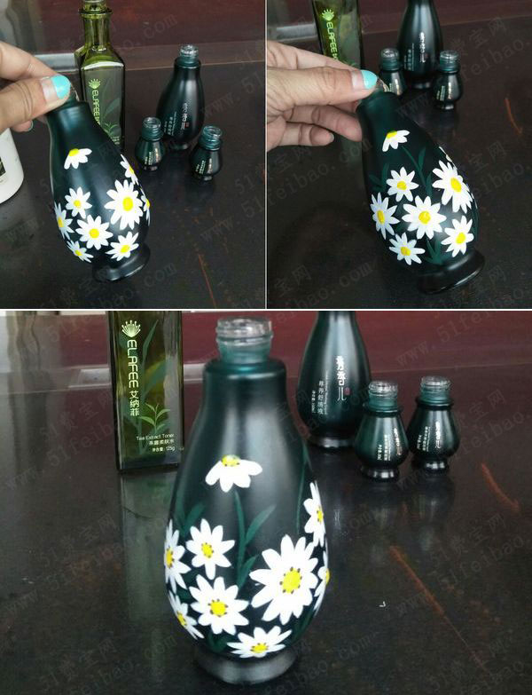 废旧瓶子diy禅意绘画水插小花瓶 废物利用手工diy小制作 51费宝网