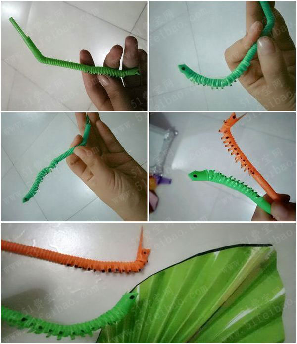 废吸管变身可以动的毛毛虫