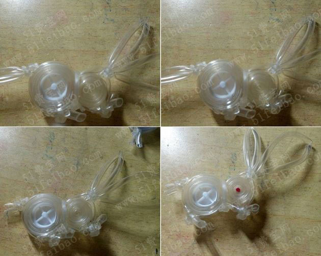 输液管手工编织作品:输液管编小兔子挂件