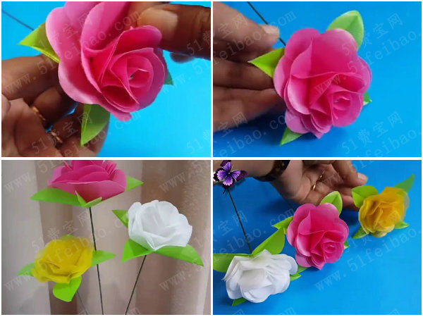 教你如何制作塑料袋玫瑰花教程
