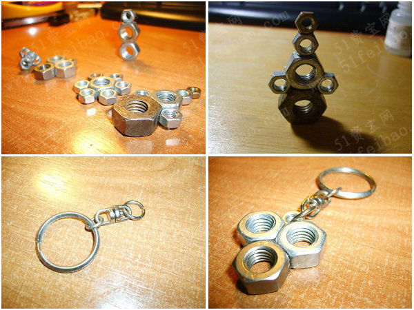 废螺母diy几何组合五金钥匙扣