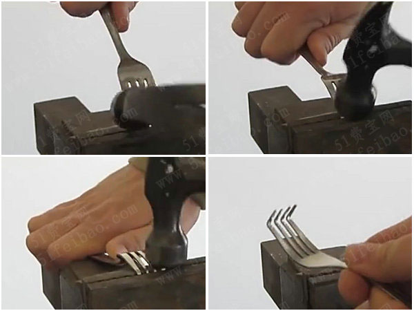 报废叉子变身再生旅行宾馆锁门防盗装置