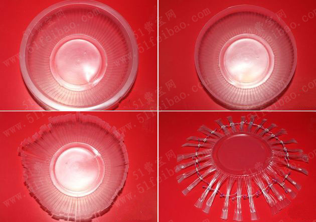 如何废物利用一次性塑料碗做花篮 - 废物利用手工diy小制作 - 51费宝