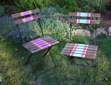 旧折叠椅改造彩虹条纹椅教程