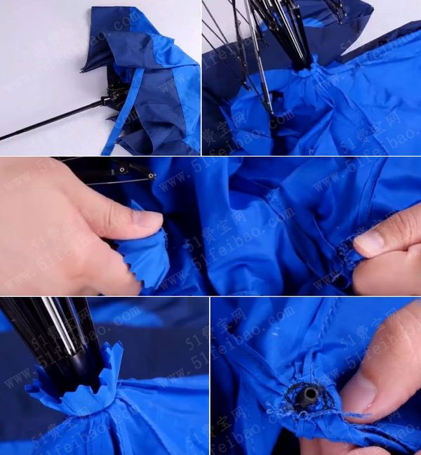 用坏掉雨伞diy防水拉绳包包