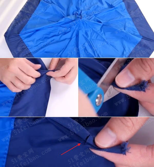 用坏掉雨伞diy防水拉绳包包