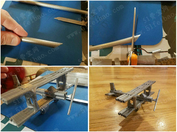 废纸小制作:diy卷纸棒小飞机模型 - 废旧物品手工制作 - 51费宝网