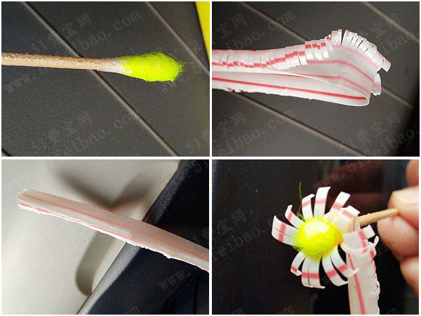 如何利用吸管制做漂亮塑料小花 - 废物利用手工diy小制作 - 51费宝网