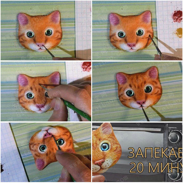 软陶动物饰品教程,diy体雕塑橘猫造型 手工小制作 51费宝网