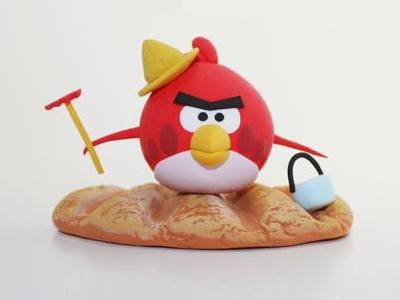 愤怒的小鸟彩泥手工制作,diy矿工红鸟