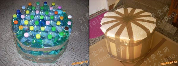 回收矿泉水瓶DIY布艺坐墩椅