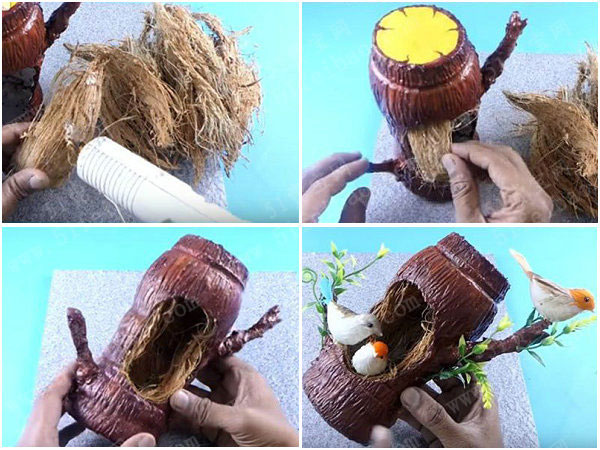 教你学习做一个diy塑料瓶鸟巢