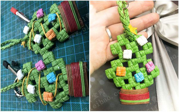 手编diy纸藤圣诞树钥匙扣