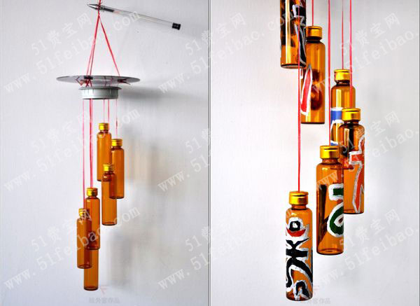 小药瓶创意diy藏风梵音风铃 - 废物利用手工diy小制作 - 51费宝网