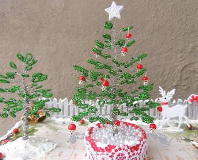 铝线串珠做台面摆件圣诞树教程