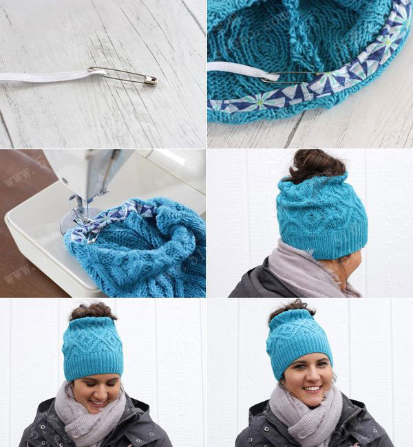 使用过时毛衣改作成一顶时尚单品保暖帽子