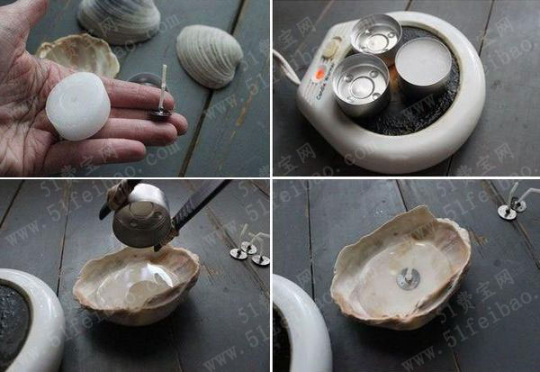 废贝壳唯美系工艺品自制蜡烛制作方法 - 废物利用手工diy小制作 - 51