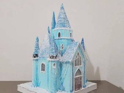 硬纸板手工,微型冰雪女王城堡led小夜灯