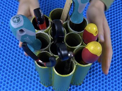 纸筒收纳应用,diy实用环保工具支架