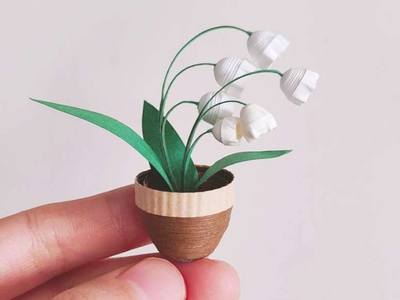 手工纸艺,衍纸铃兰盆栽diy教程图