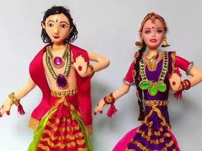 diy装饰人偶教程,印度古典桑巴双人舞摆偶手工塑料花卉盆栽的制作图解