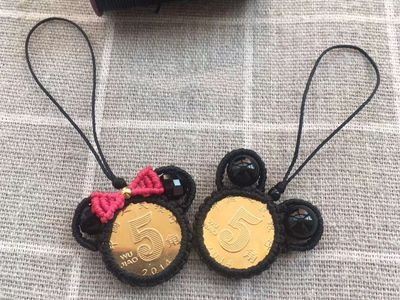 五角钱硬币编织,硬币米奇头鼠年吉祥挂件编绳图文教程