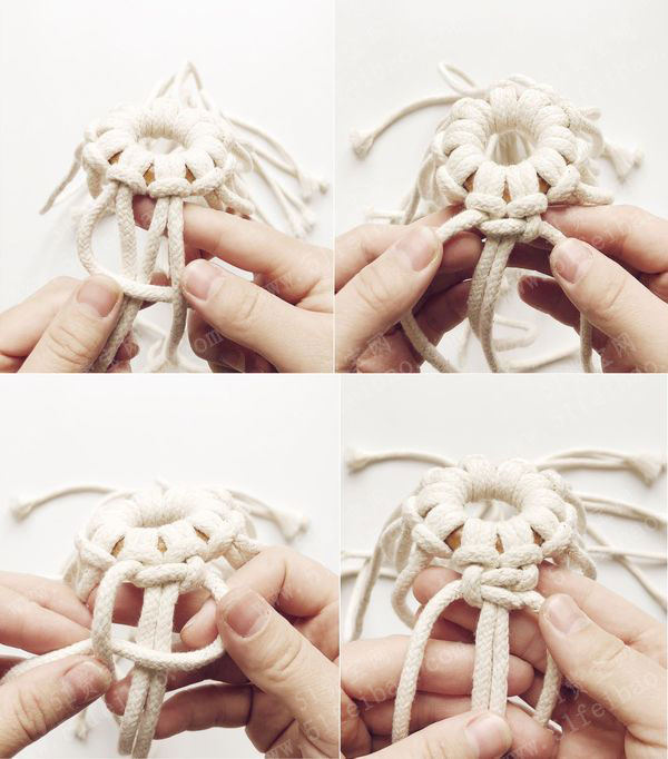 绳子编织diy雪花隔热垫杯垫