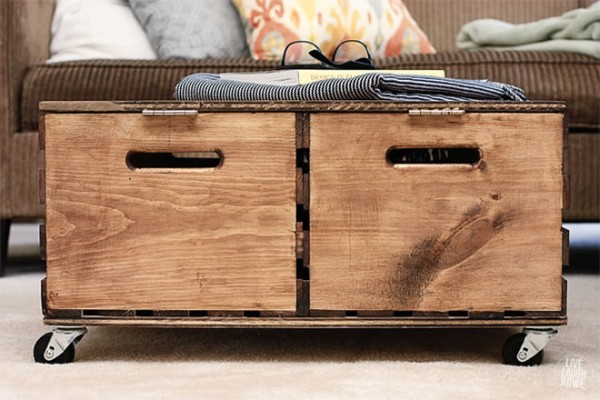 运输木箱旧物改造diy可移动滚轮茶几