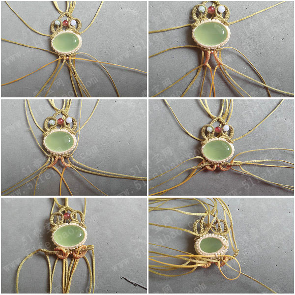 diy绳编项链编绳冠之舞包石吊坠编织方法