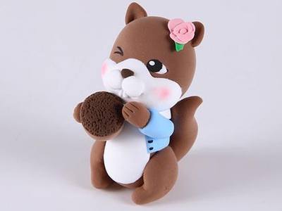可爱的动物泥偶,彩泥手工松鼠制作图解