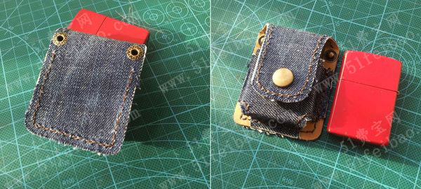 牛仔裤布料制作zippo打火机套套教程