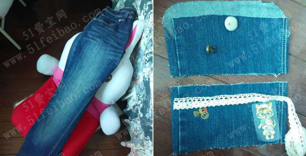 牛仔裤旧物改造diy制作牛仔布笔袋