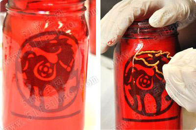 玻璃瓶diy喜气洋洋红色新年饰品彩瓶