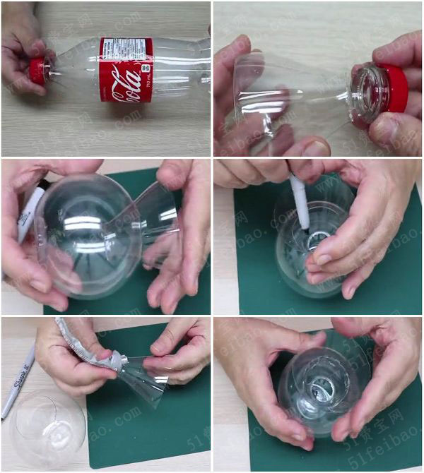 塑料瓶制作国风彩绘茶壶套装花瓶 - 废物利用手工diy小制作 - 51费宝