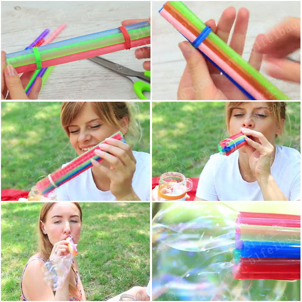 动动手教你用废吸管吹美丽泡泡