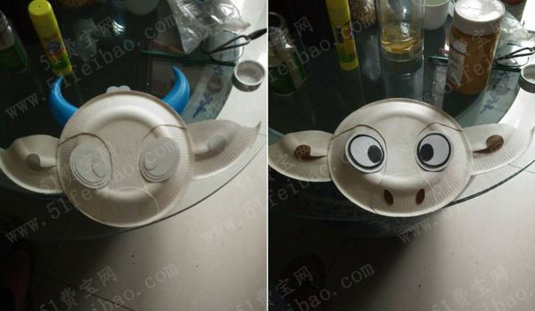 纸餐盘diy彩绘牛头化妆面具