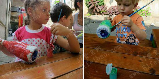 用汽水瓶为小朋友制作保龄球玩具教程