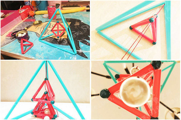 怎么diy吸管三棱锥风铃 - 废旧物品手工制作 - 51费宝网