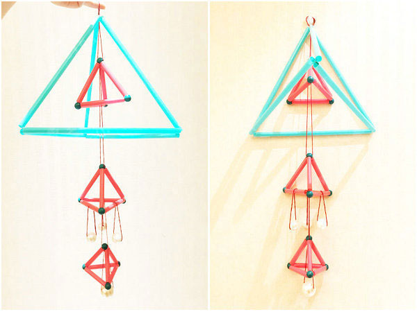 怎麼diy吸管三稜锥风铃 - 废物利用手工diy小制作 - 51费宝网(繁体版)