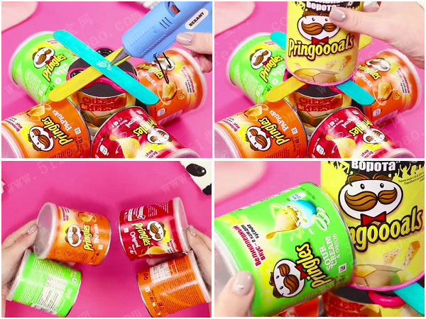 薯片桶巧改造diy袜子旋转收纳盒 - 废物利用手工diy小制作 - 51费宝网