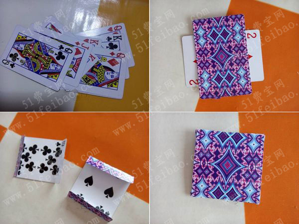 旧扑克创意利用变心形美丽折纸收纳盒制作全过程