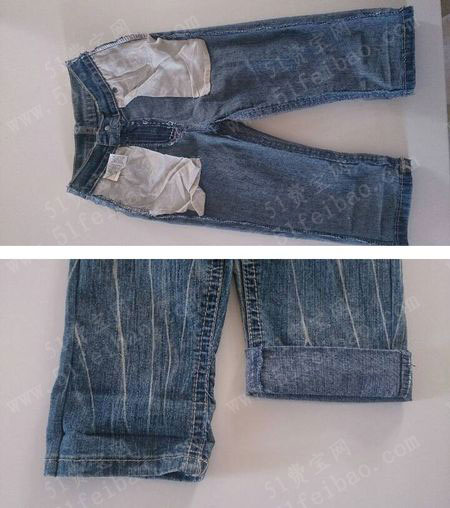旧衣服改造:七分裤改宝宝长裤 - 废物利用手工diy小制作 - 51费宝网