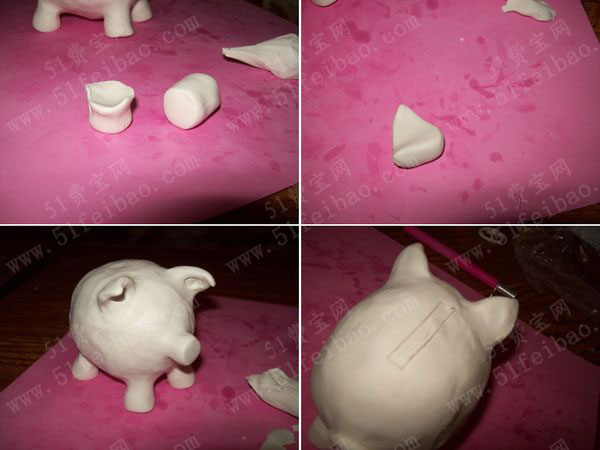 超轻粘土制作粉色小猪钱罐教程