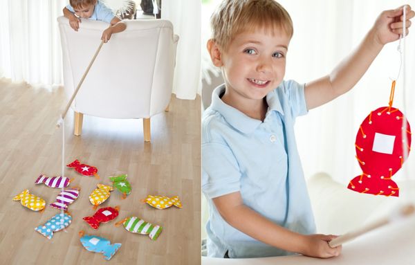 纸板手工制作小孩子钓鱼游乐玩具