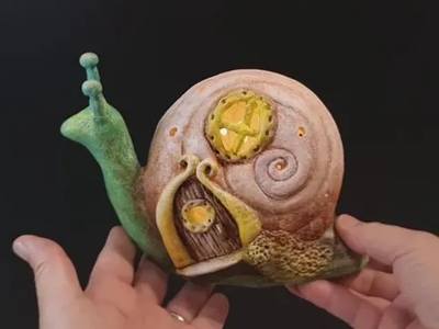 微型童话屋制作教程,diy装饰蜗牛灯屋