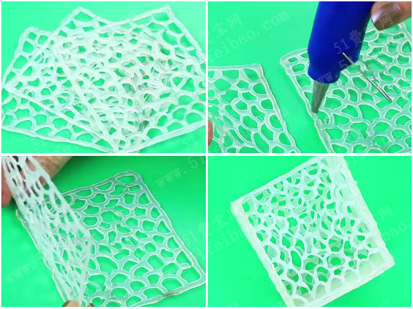 diy热熔胶镂空网格笔筒的做法教程 - 废物利用手工diy小制作 - 51费宝