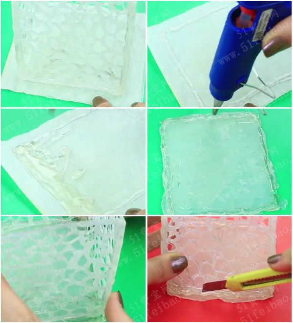 diy热熔胶镂空网格笔筒的做法教程 - 废物利用手工diy小制作 - 51费宝