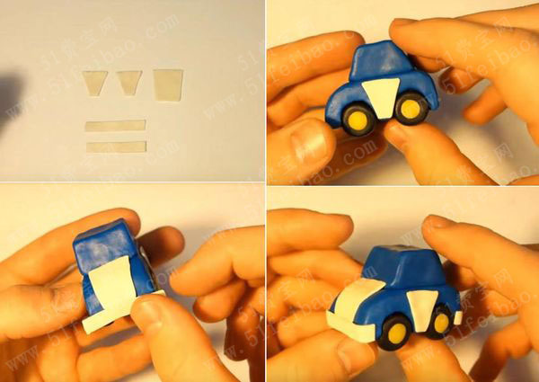 软陶diy萌萌哒蓝色玩具警车教程